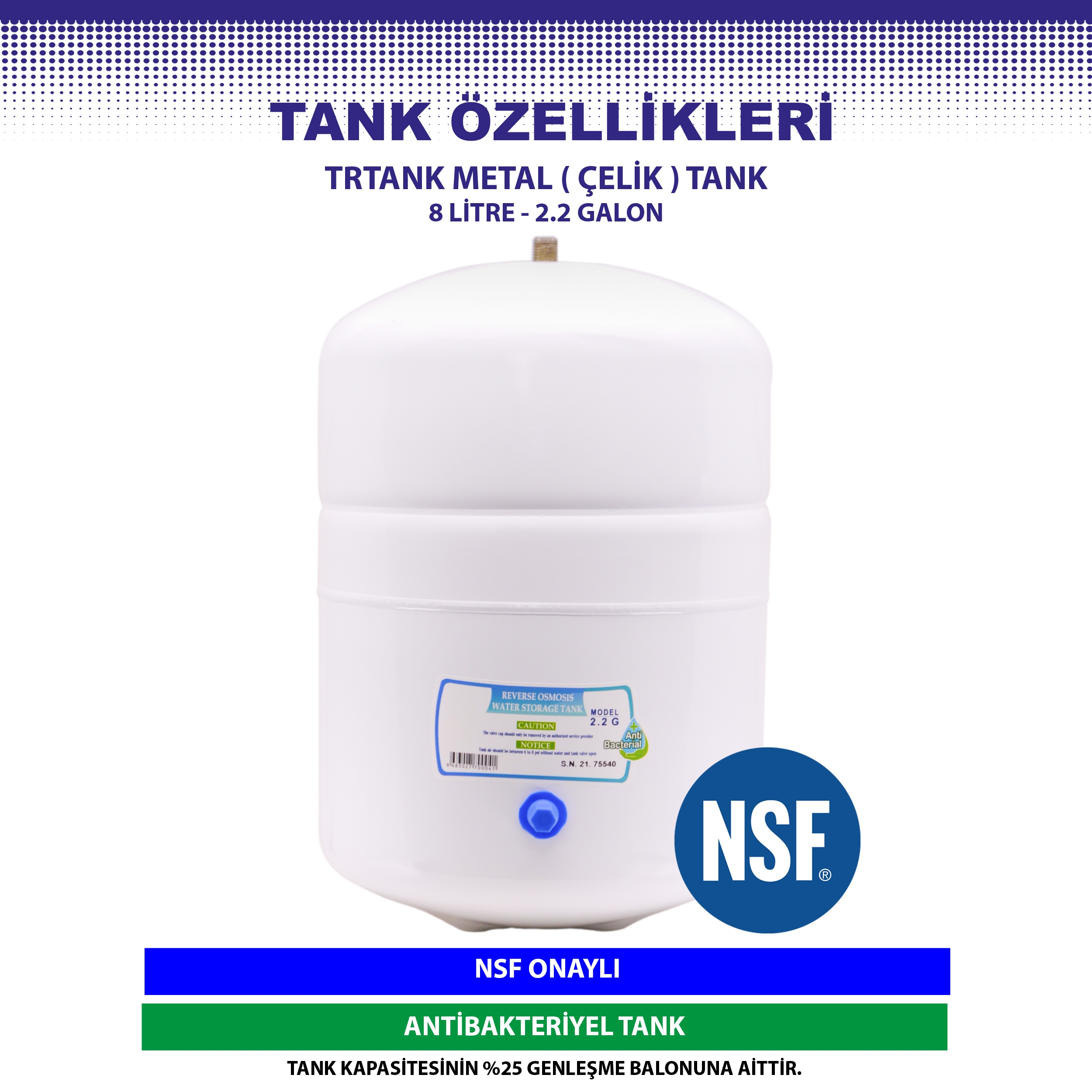 OverWater Savora Kapalı Kasa Su Arıtma Cihazı Pompasız 14 Aşamalı 8 Litre Metal Tanklı LG Chem Kuno Membran Seçmeli