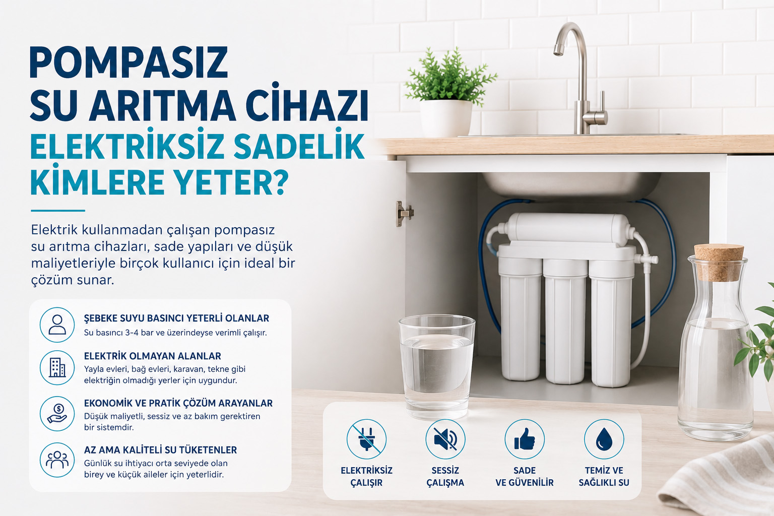 Pompasız Su Arıtma Cihazı Elektriksiz Sadelik Kimlere Yeter?