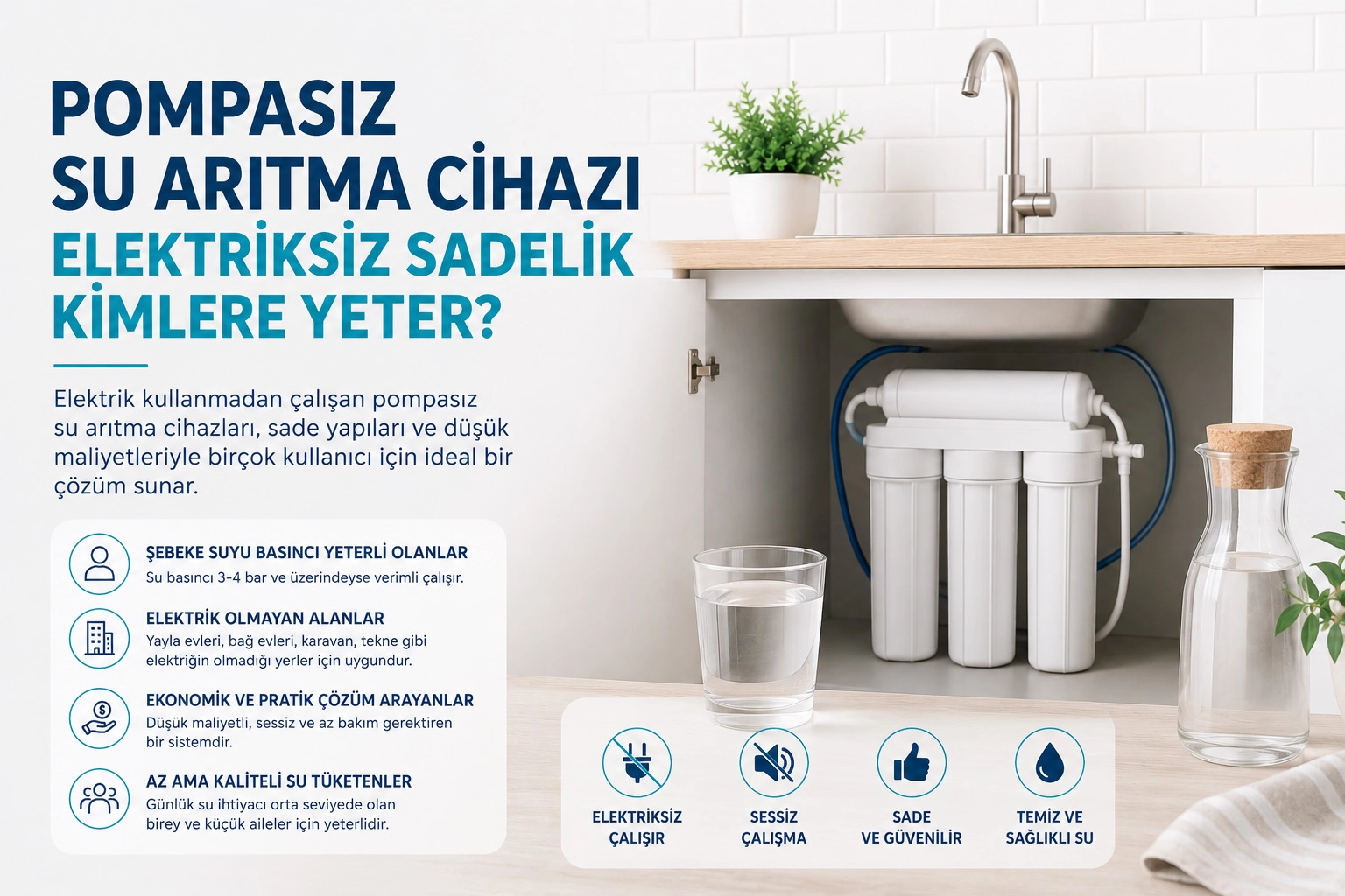 Pompasız Su Arıtma Cihazı Elektriksiz Sadelik Kimlere Yeter?
