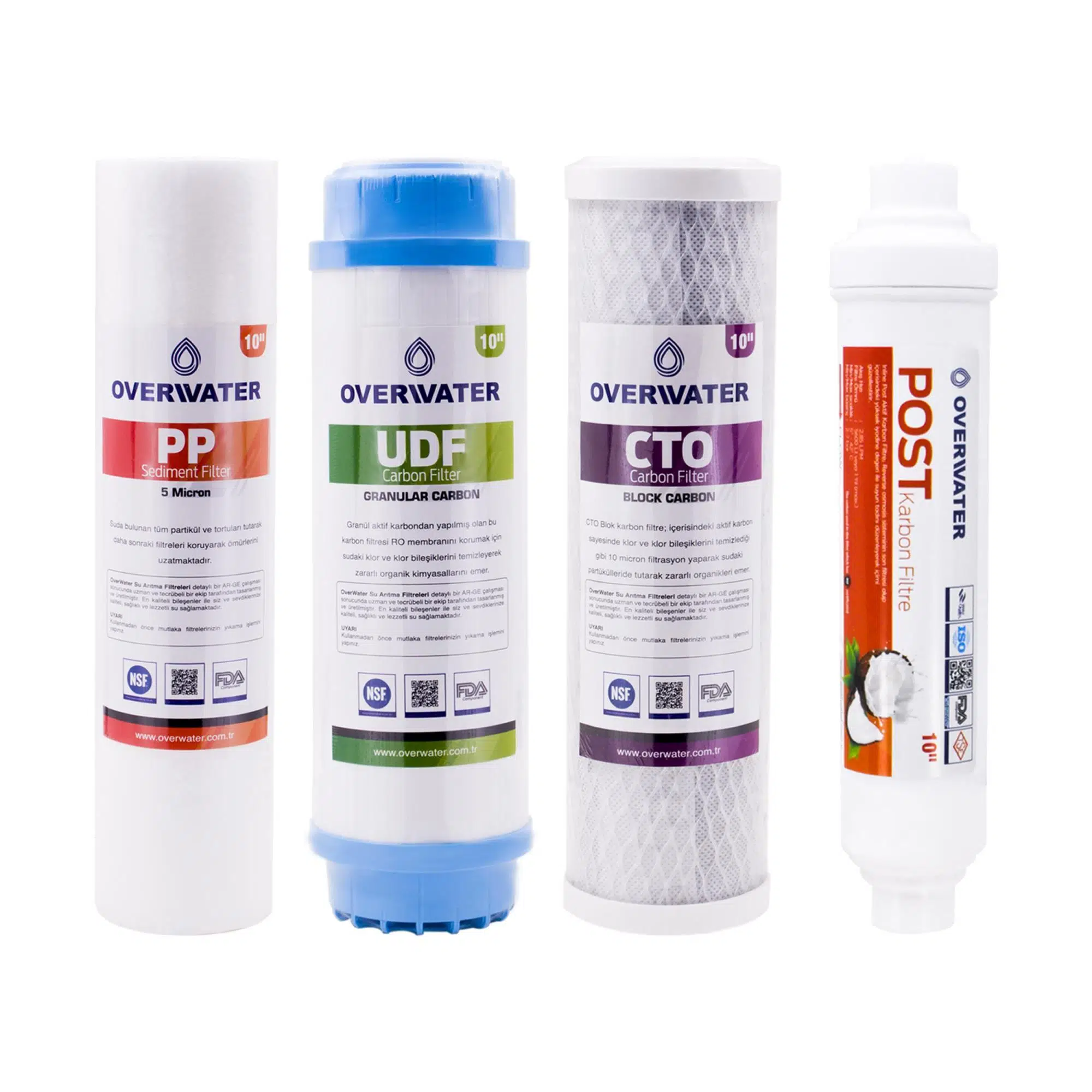 OverWater Açık Kasa Su Arıtma Cihazı 4 ’lü Filtresi Seti Aşamalı ( Membransız Set ) FKN4