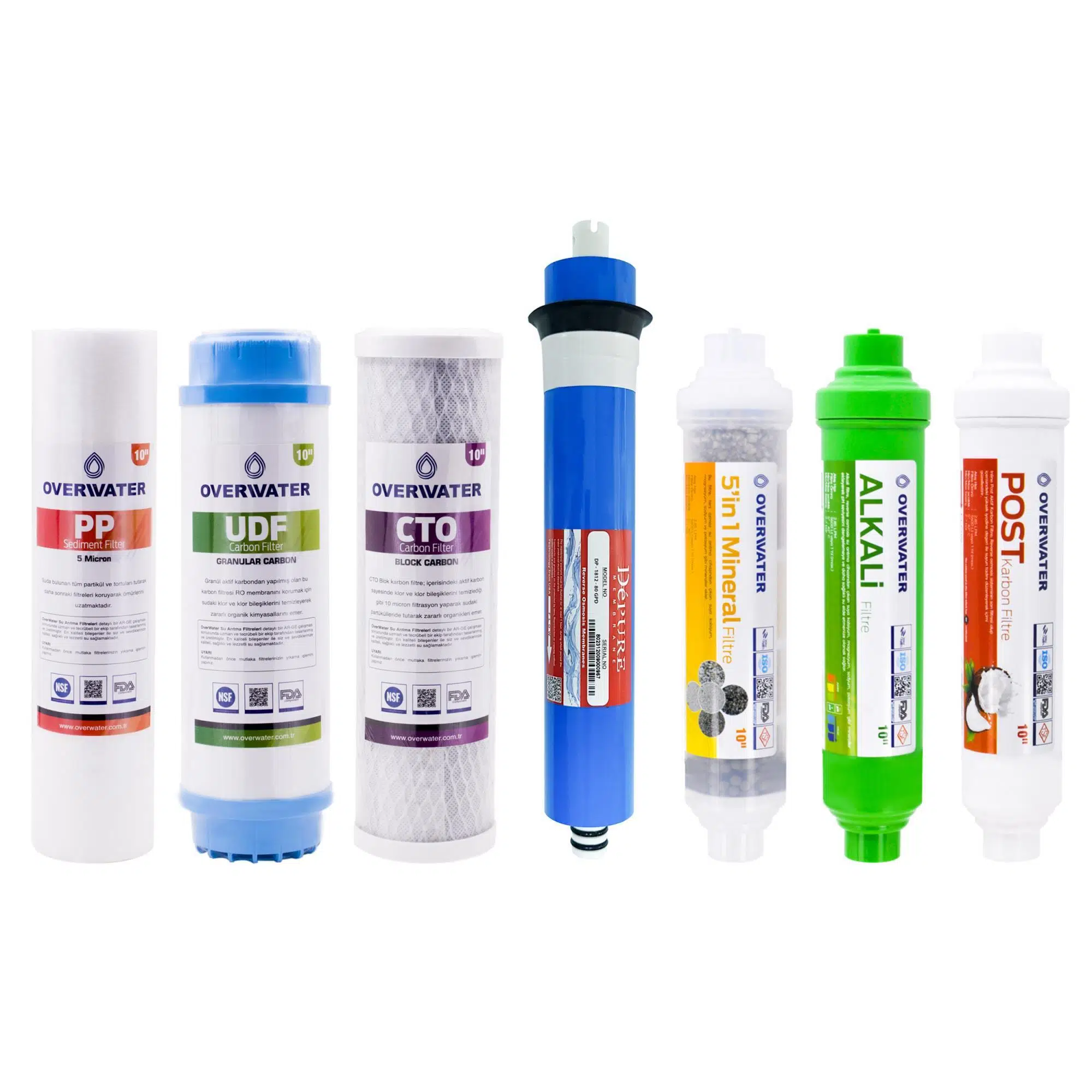OverWater Açık Kasa Su Arıtma Cihazı 7 Li Filtresi Seti 11 Aşamalı Depure Membran Filtre